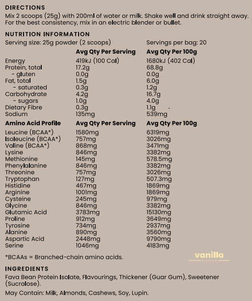 Nutrition – Vanilla