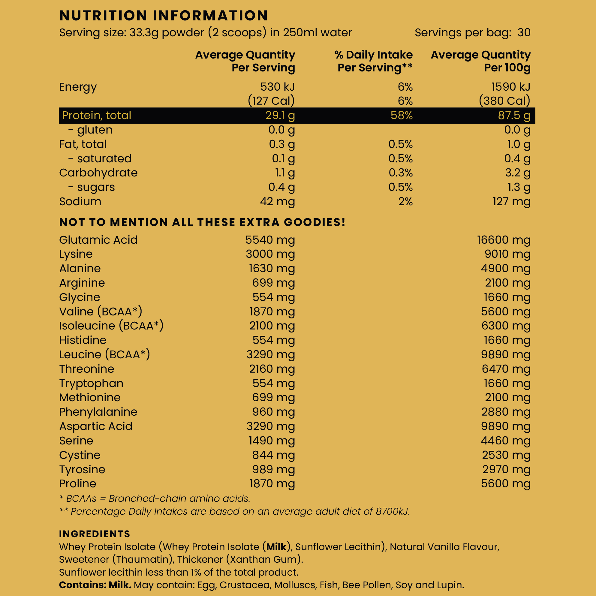 Nutrition – Vanilla