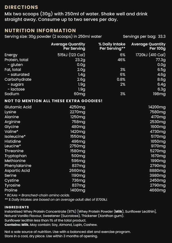 Nutrition – Vanilla