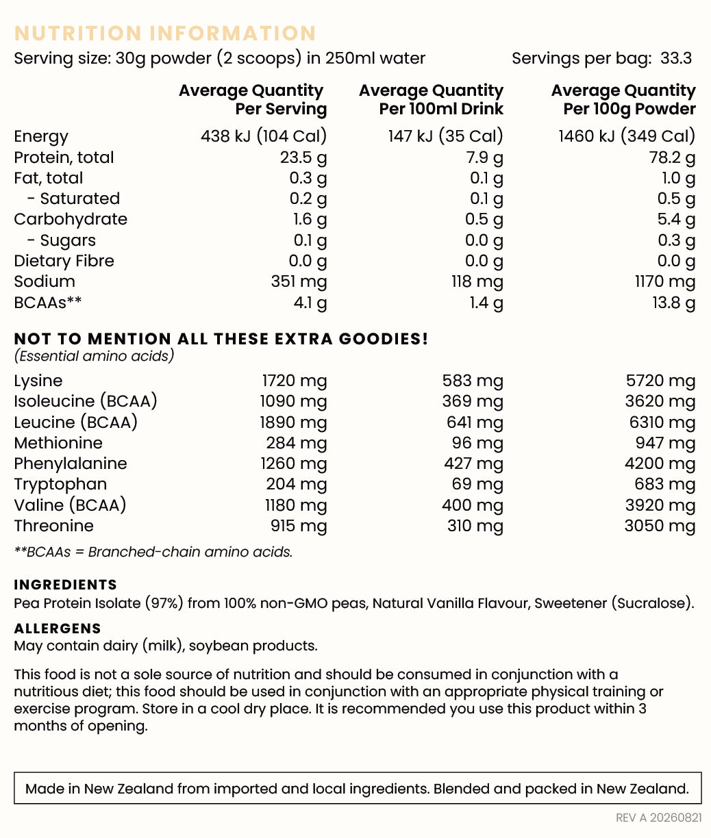 Nutrition – Vanilla