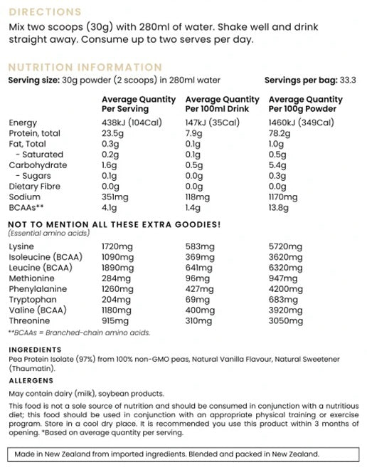 Nutrition – Vanilla