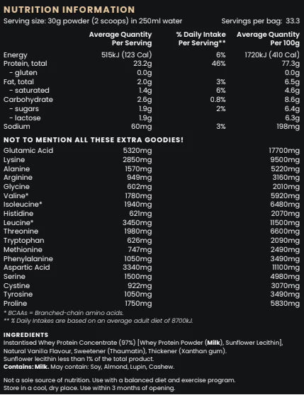 Nutrition – Vanilla