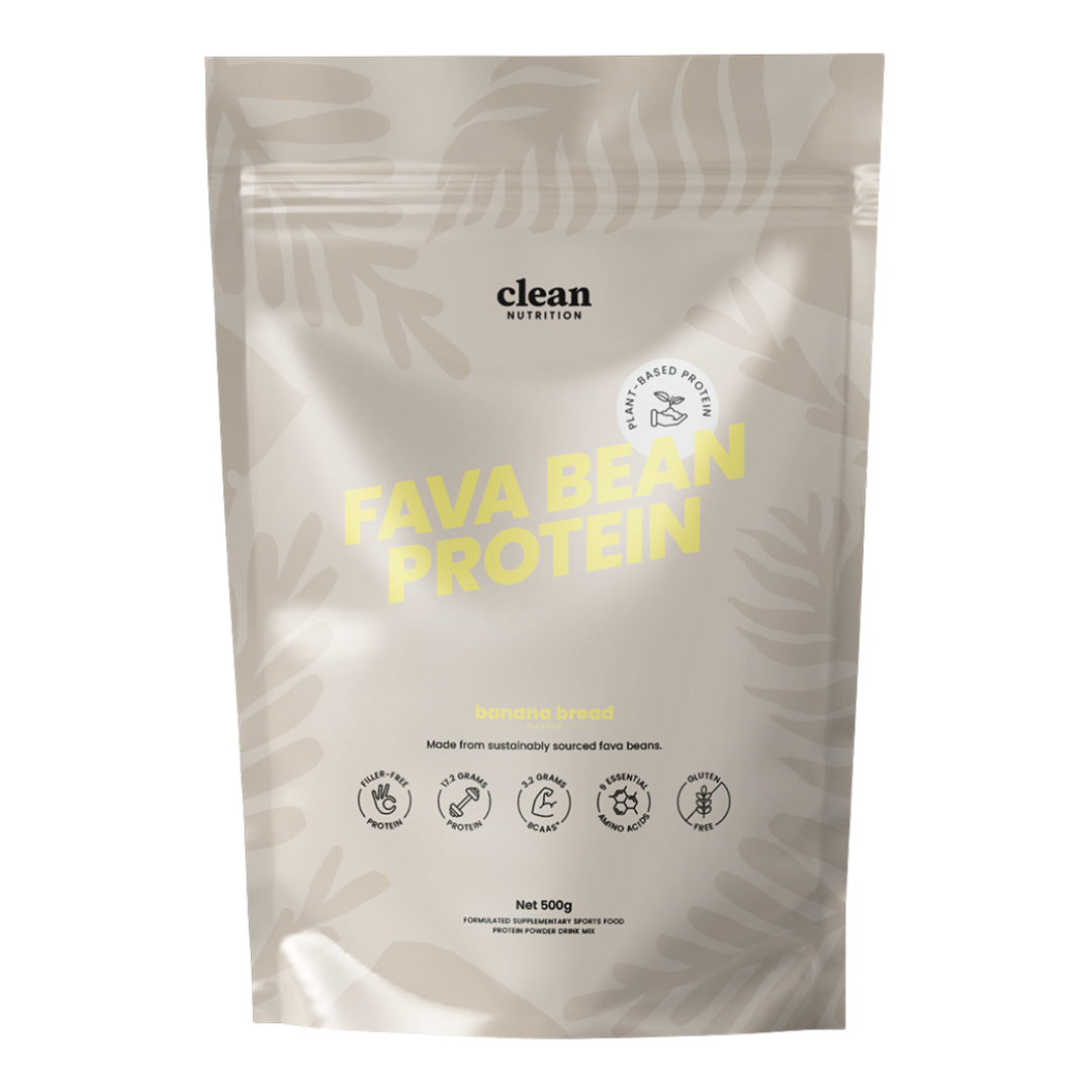 Package of Clean Nutrition Fava Bean Protein on a white background