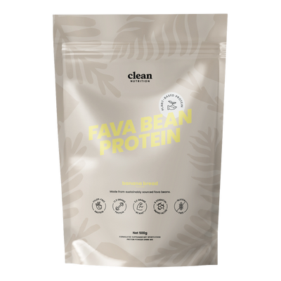 Package of Clean Nutrition Fava Bean Protein on a white background