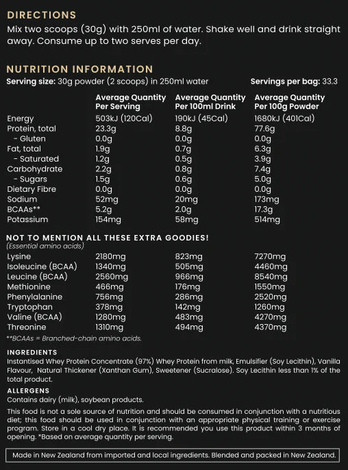 Nutrition – Vanilla